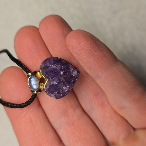 Rough Amethyst and Moonstone Pendant - Picture 5 of 5